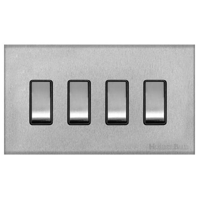 WINCHESTER 03 4G 2W ROCKER SWITCH, 148x088mm SATIN CHROME/BLACK by M MARCUS LTD