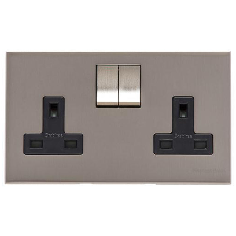 WINCHESTER 05 2G 13A SOCKET, 148x088mm SATIN NICKEL/BLACK by M MARCUS LTD