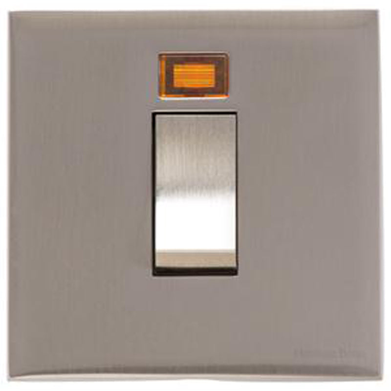 WINCHESTER 05 45A DP SWITCH WITH NEON SINGLE PLATE, 088x088mm SATIN NICKEL by M MARCUS LTD
