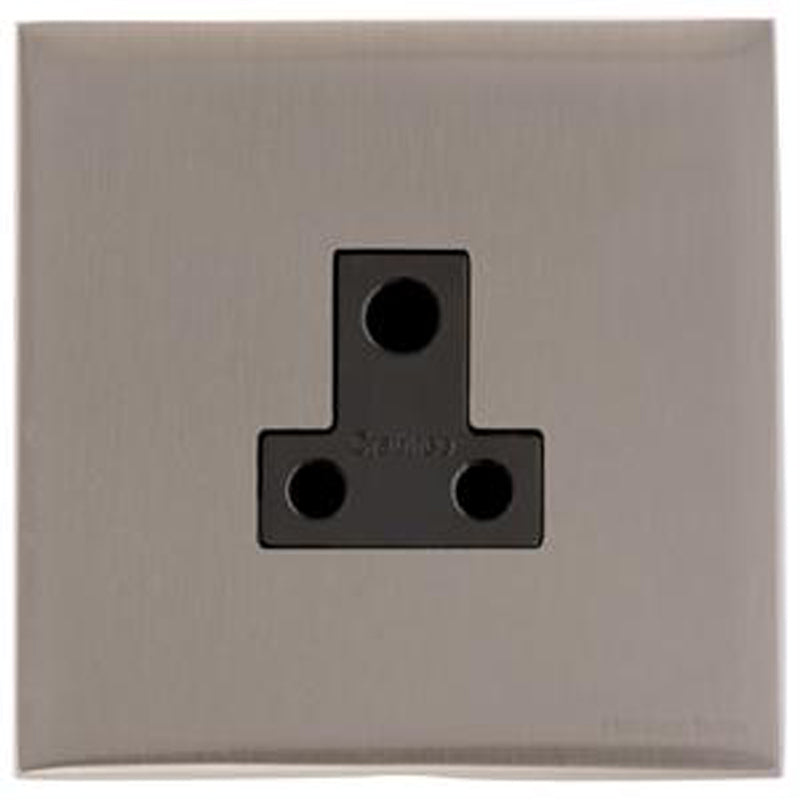 WINCHESTER 05 1G 5A 3PIN SOCKET, 088x088mm SATIN NICKEL/BLACK by M MARCUS LTD