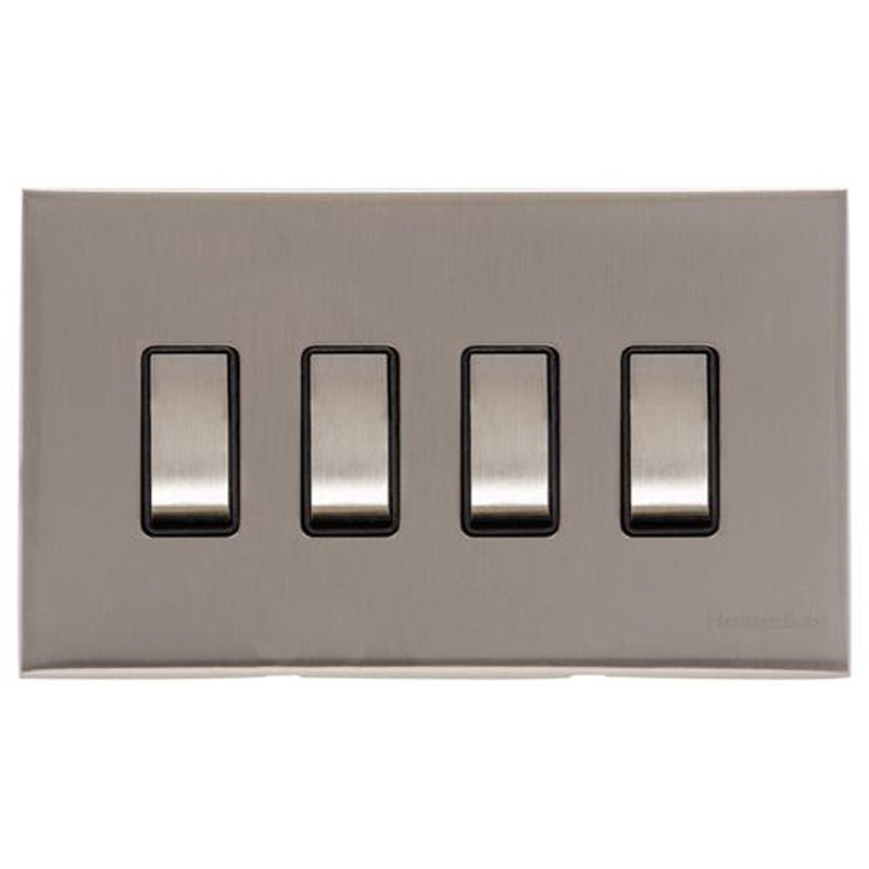 WINCHESTER 05 4G 2W ROCKER SWITCH, 148x088mm SATIN NICKEL/BLACK by M MARCUS LTD