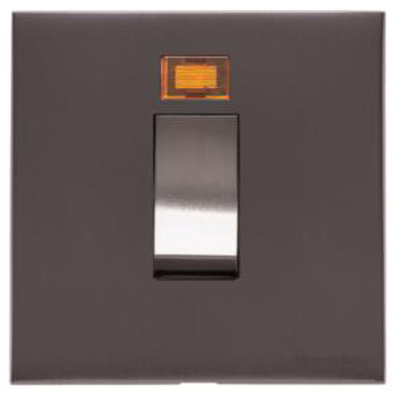 WINCHESTER 09 45A DP SWITCH WITH NEON SINGLE PLATE, 088x088mm MATT BRONZE/BLACK by M MARCUS LTD