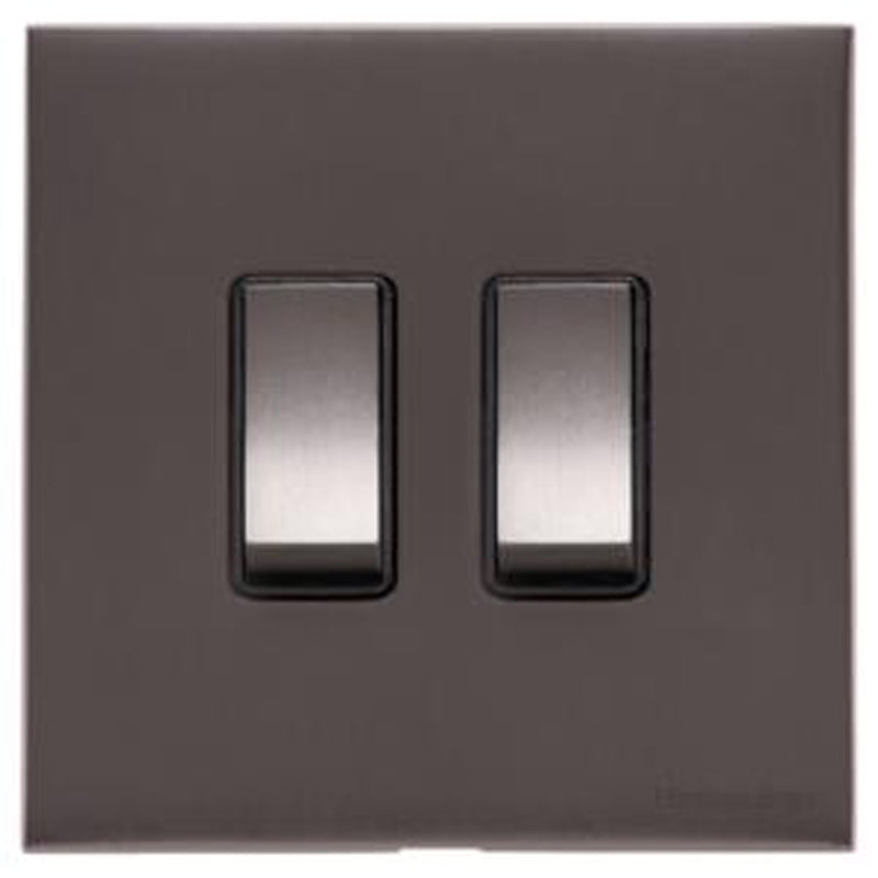 WINCHESTER 09 2G 2W ROCKER SWITCH, 088x088mm MATT BRONZE/BLACK by M MARCUS LTD