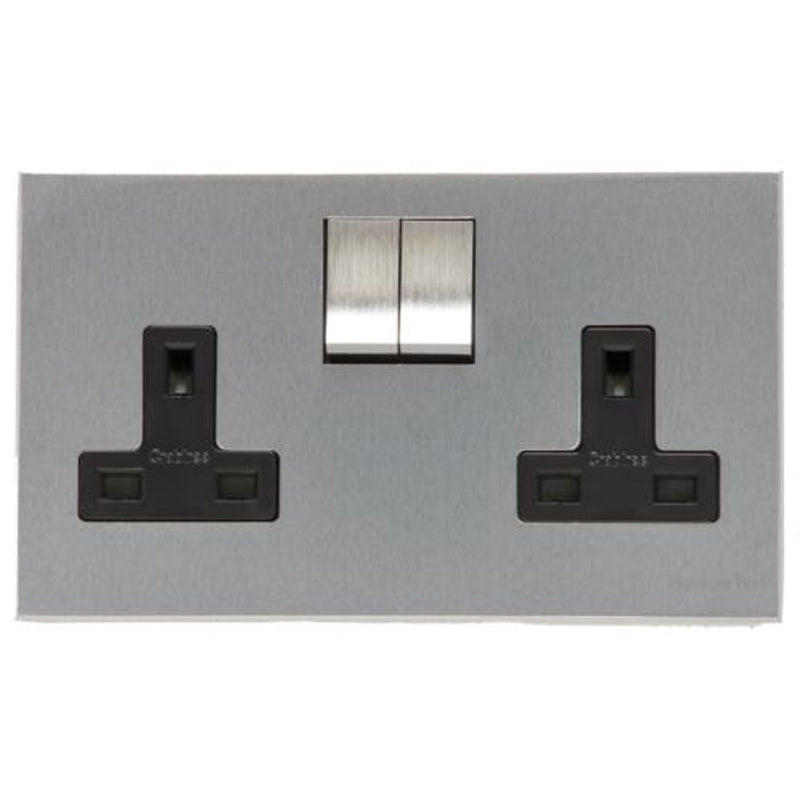 WINCHESTER 35 13A TWIN SOCKET SCBK(CT), 148x088mm SATIN CHROME/BLACK by M MARCUS LTD