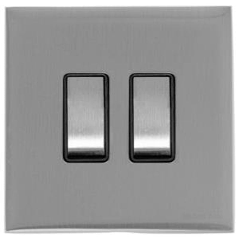 WINCHESTER 35 2G 2W SWITCH, 088x088mm SATIN CHROME/BLACK by M MARCUS LTD