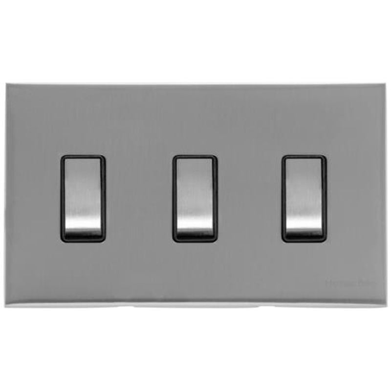 WINCHESTER 35 3G 2W SWITCH, 148x088mm SATIN CHROME/BLACK by M MARCUS LTD