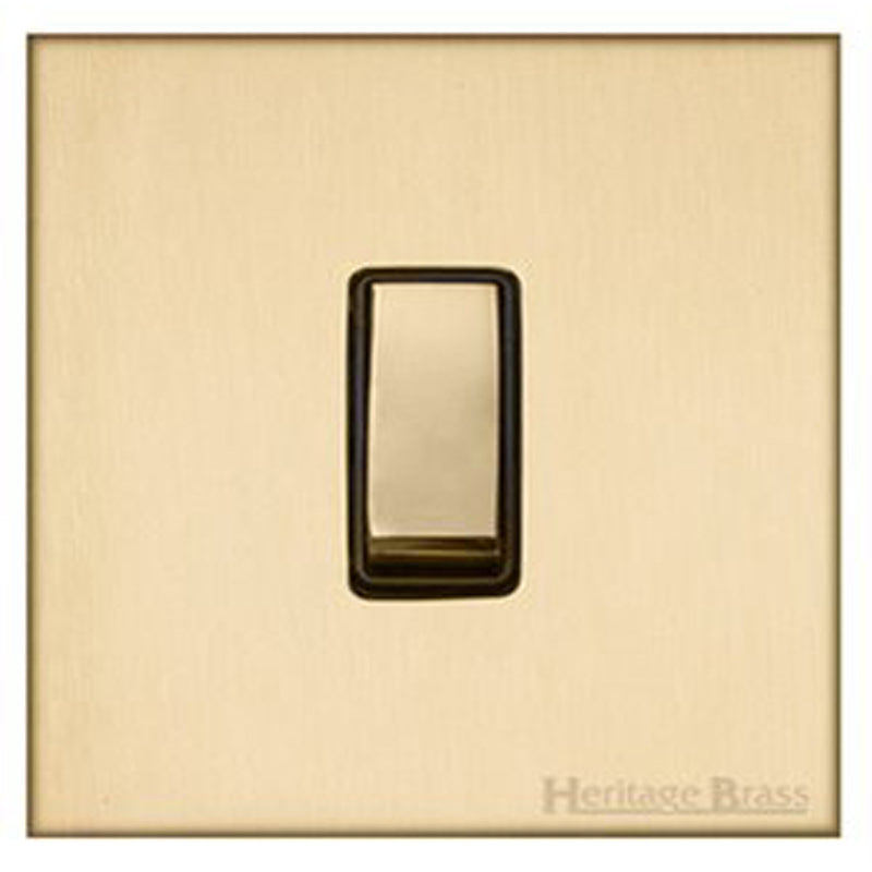 WINCHESTER 44 1G 2W SWITCH (CT), 088x088mm SATIN BRASS/BLACK by M MARCUS LTD