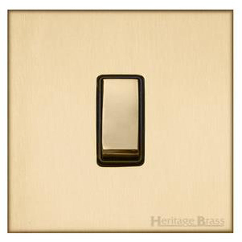 WINCHESTER 44 1G 20A DP SWITCH, 088x088mm SATIN BRASS/BLACK by M MARCUS LTD