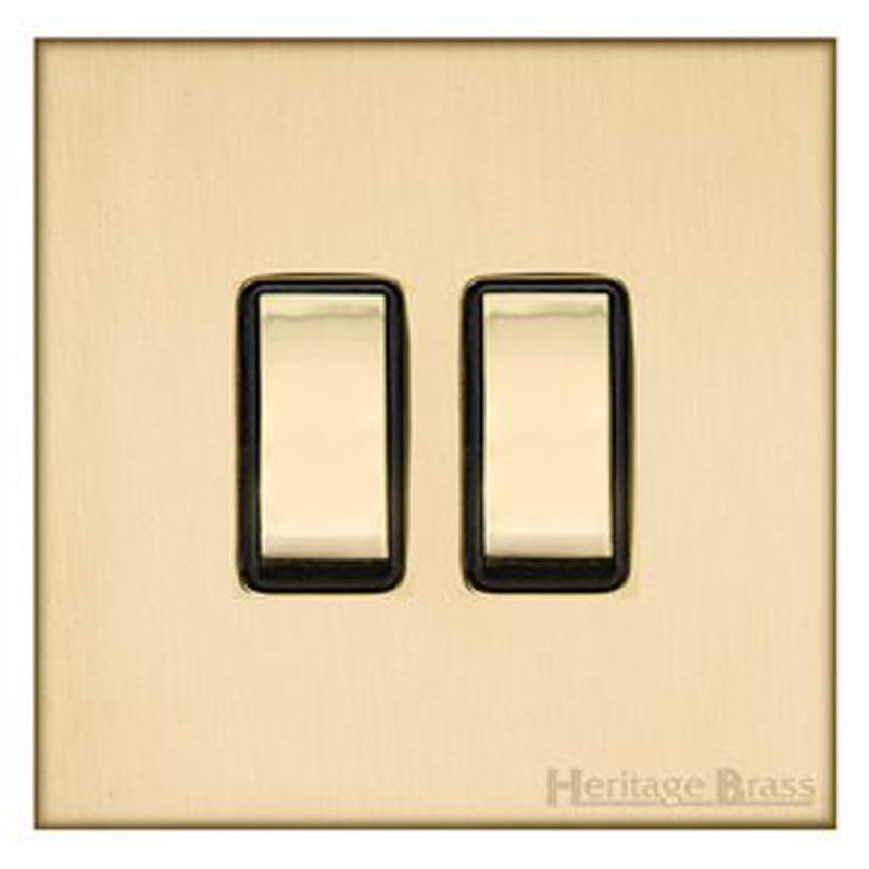 WINCHESTER 44 2G 2W SWITCH, 088x088mm SATIN BRASS/BLACK by M MARCUS LTD