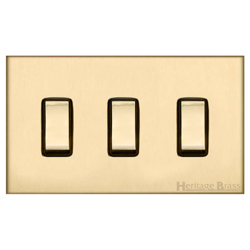 WINCHESTER 44 3G 2W ROCKER TWIN PLATE, 148x088mm SATIN BRASS/BLACK by M MARCUS LTD