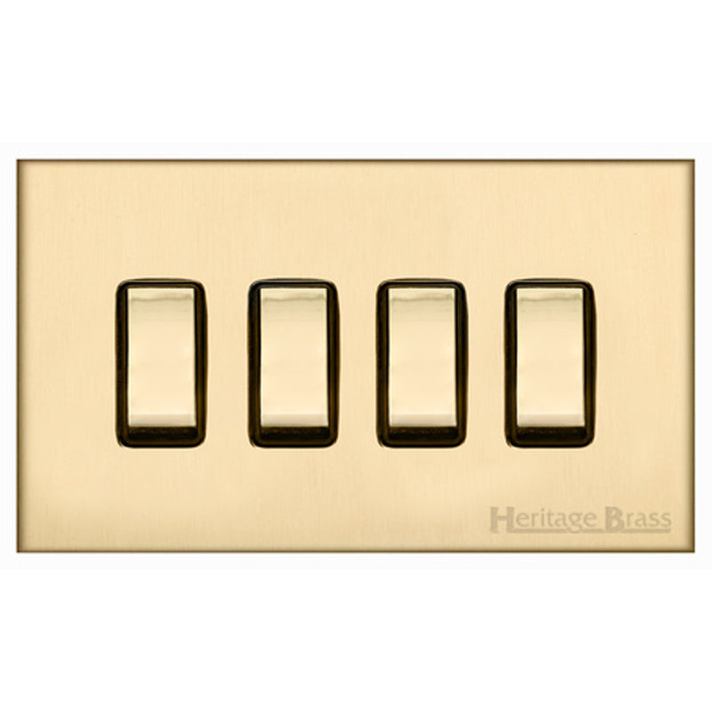 WINCHESTER 44 4G 2W SWITCH, 148x088mm SATIN BRASS/BLACK by M MARCUS LTD