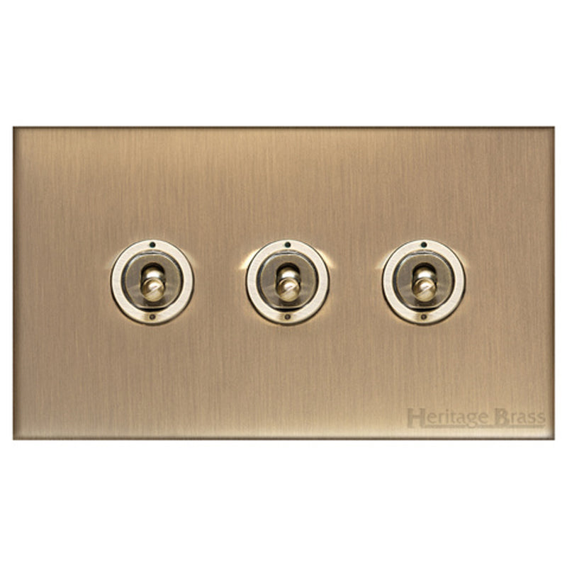 WINCHESTER 91 3G 2W TOGGLE SWITCH, 148x088mm ANTIQUE BRASS by M MARCUS LTD
