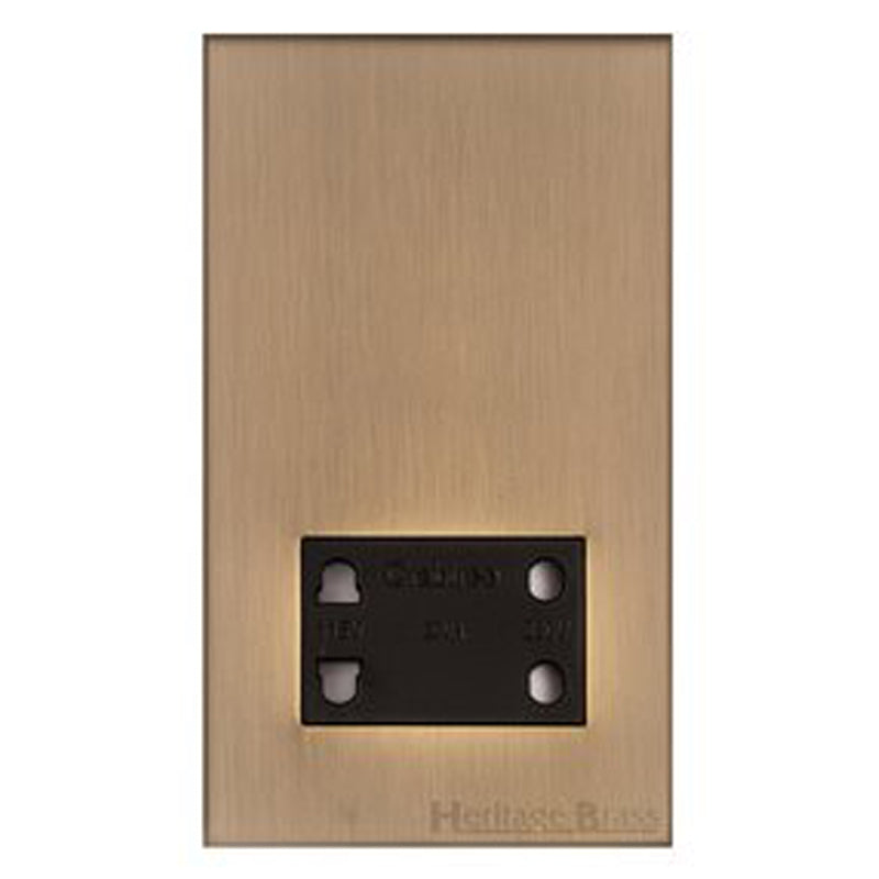 WINCHESTER 91 SHAVER SOCKET DUAL VOLTAGE, 088x148mm ANTIQUE BRASS/BLACK by M MARCUS LTD