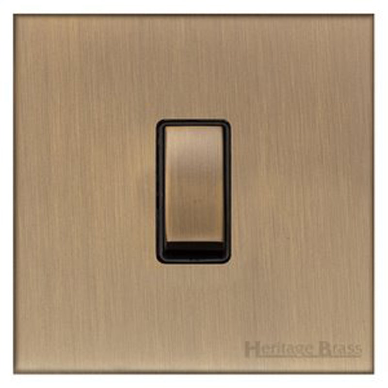 WINCHESTER 91 1G 2W SWITCH, 088x088mm ANTIQUE BRASS/BLACK by M MARCUS LTD