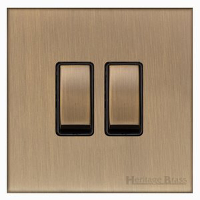 WINCHESTER 91 2G 2W SWITCH, 088x088mm ANTIQUE BRASS/BLACK by M MARCUS LTD