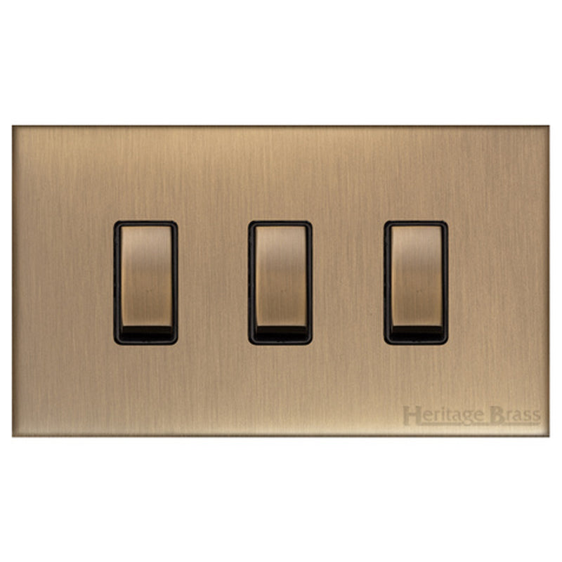 WINCHESTER 91 3G 2W ROCKER TWIN PLATE, 148x088mm ANTIQUE BRASS/BLACK by M MARCUS LTD