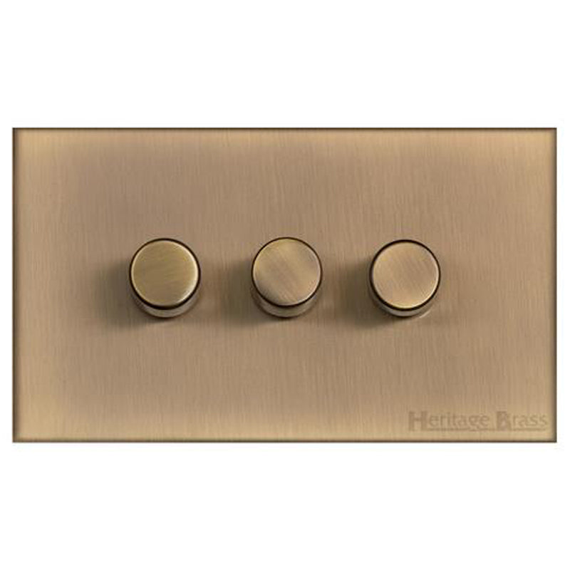 WINCHESTER 91 3G 2W DIMMER TRAILING EDGE, 148x088mm ANTIQUE BRASS by M MARCUS LTD