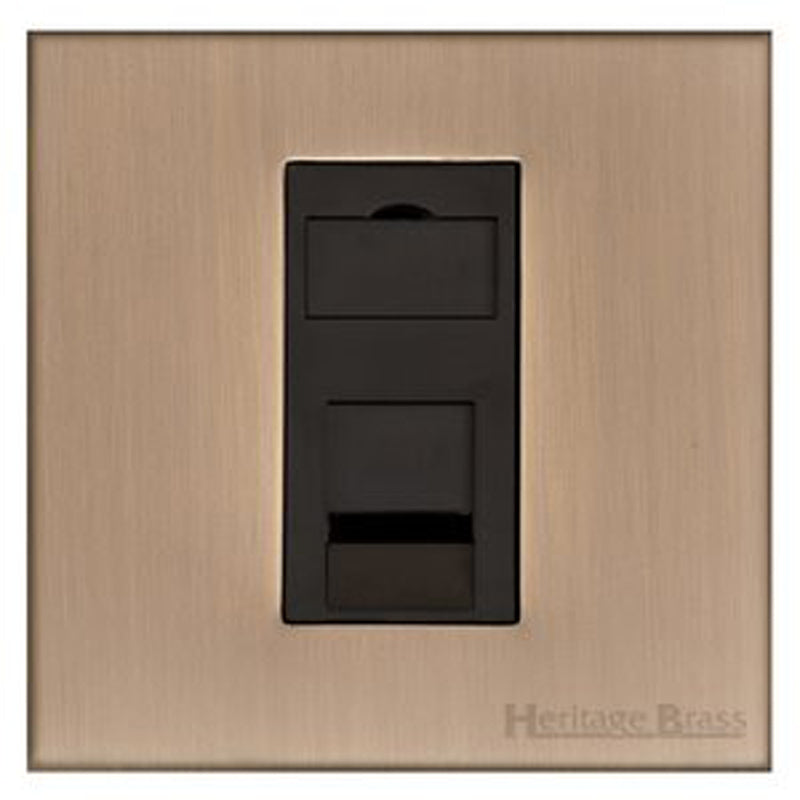 WINCHESTER 91 1G RJ45 DATA, 088x088mm ANTIQUE BRASS/BLACK by M MARCUS LTD