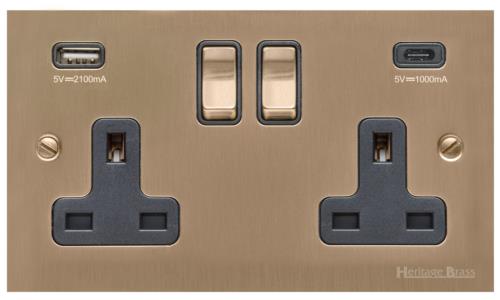 REL 2G 13A SOCKET WITH USB-A+C ABB by M MARCUS LTD
