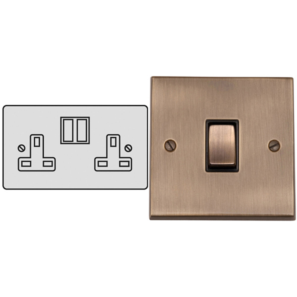 ELF D/SOCKET 13A DBL USB-A+C ABR/BLK by M MARCUS LTD