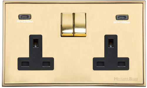 EXEC RANGE SB 2 GANG 13A SOCKET WITH USB-C+C by M MARCUS LTD