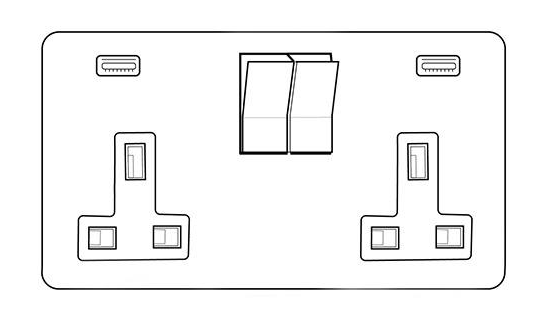 STUDIO RANGE DOUBLE USB-A+C PLUG SOCKET by M MARCUS LTD