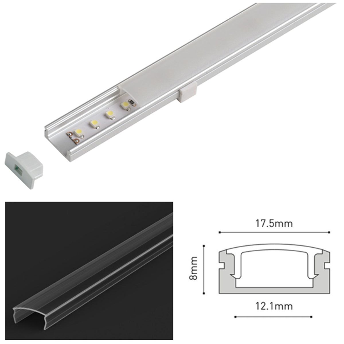 TS LED PROF SET SURF 2M TXS ALU/CLR by LEYTON LIGHTING
