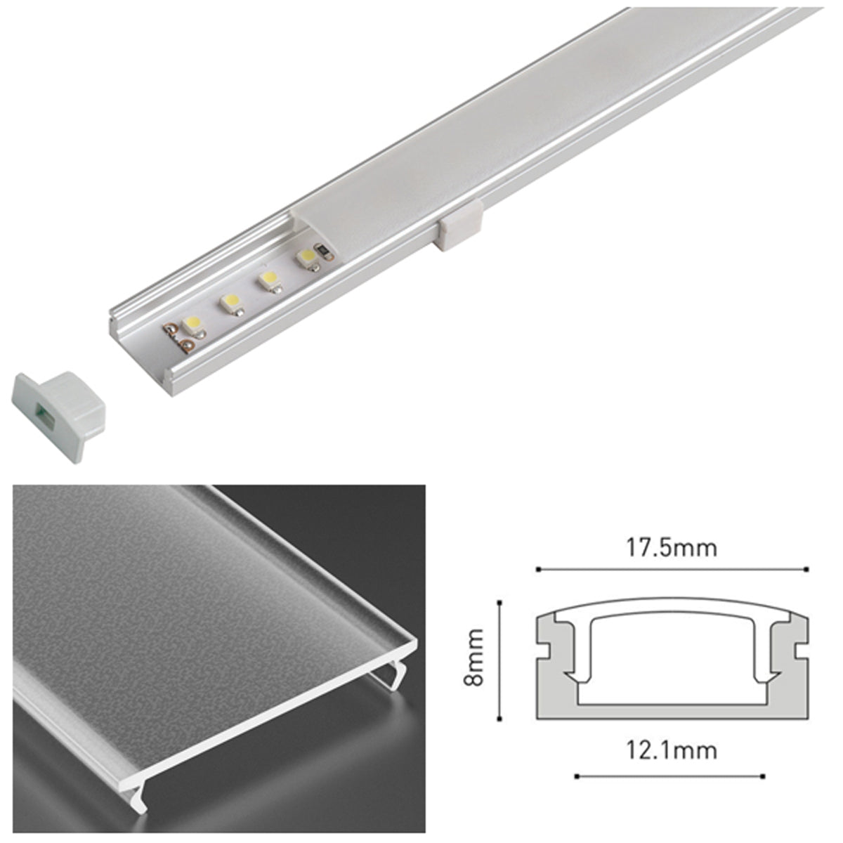 TS LED PROF SET SURF 2M TXS ALU/FRS by LEYTON LIGHTING