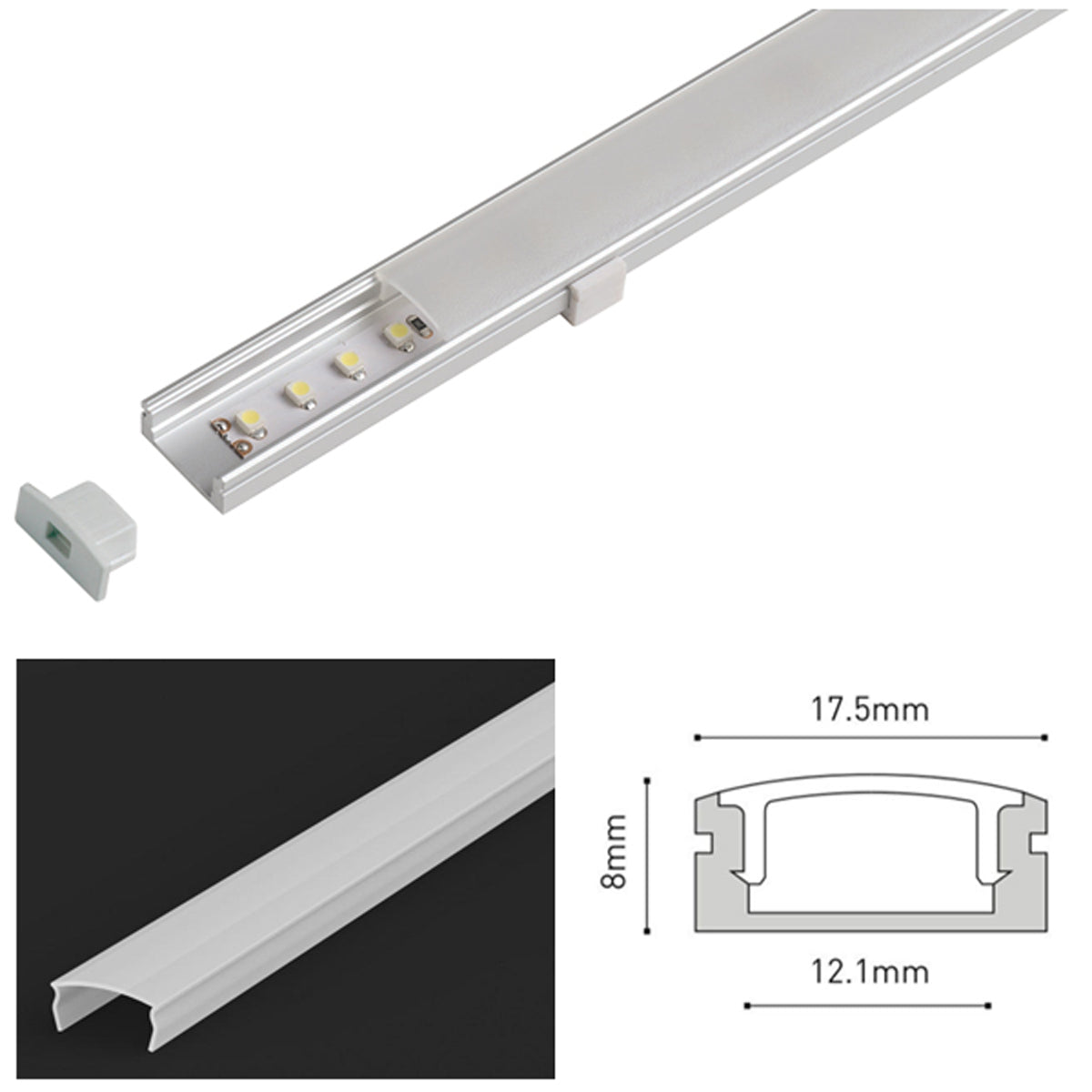 TS LED PROF SET SURF 2M TXS ALU/OPL by LEYTON LIGHTING