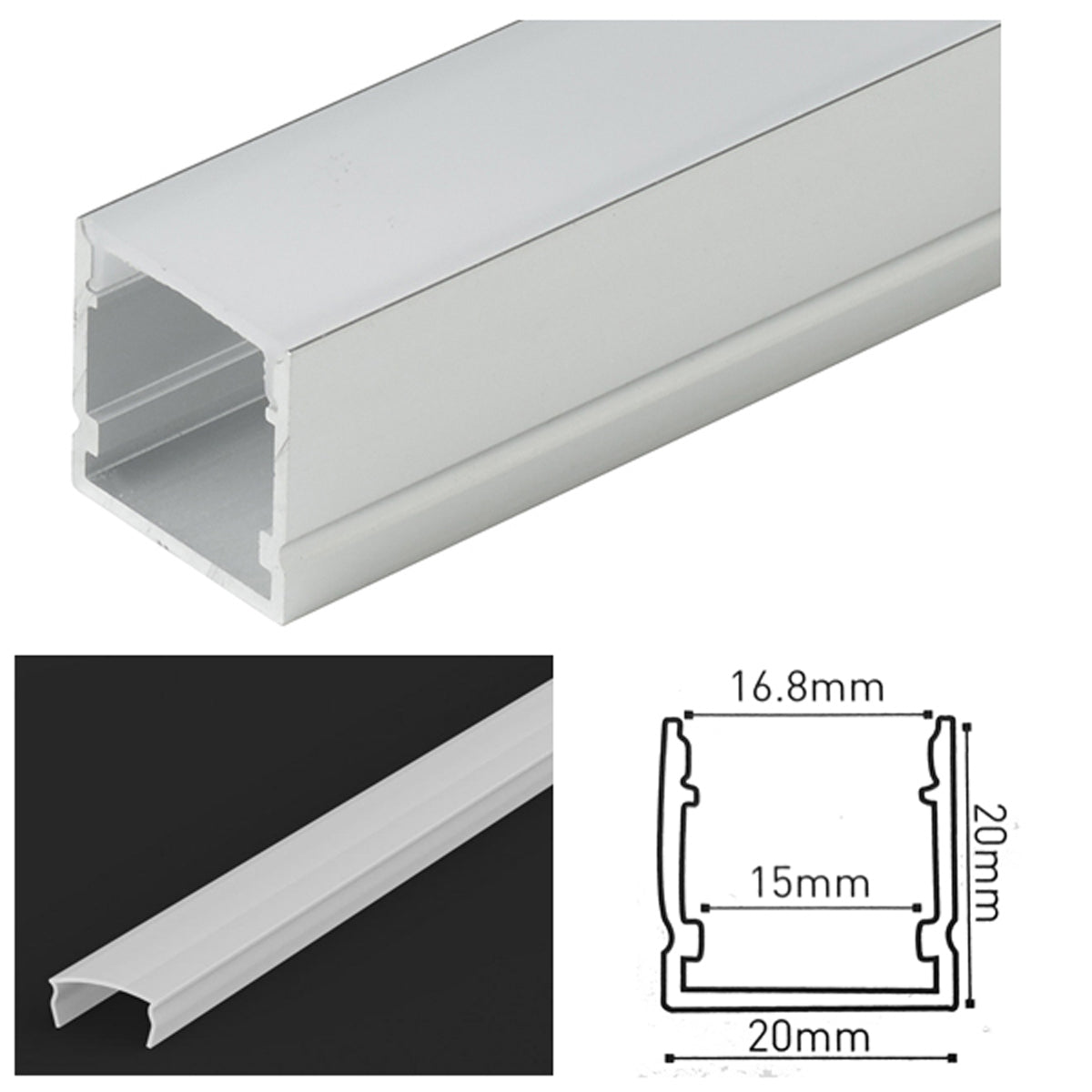 J20MM LED PROF SET 2500x16 ALU/OPL by LEYTON LIGHTING