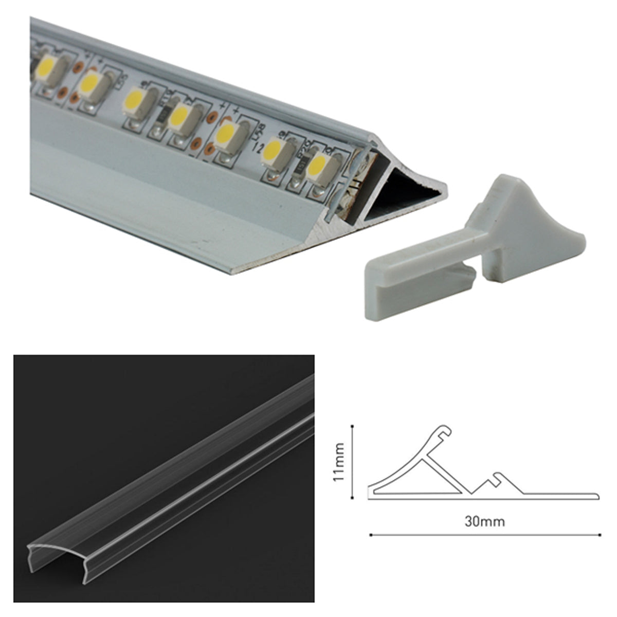 LAS2 LED PROF SET 2000x30 ALU/CLR by LEYTON LIGHTING