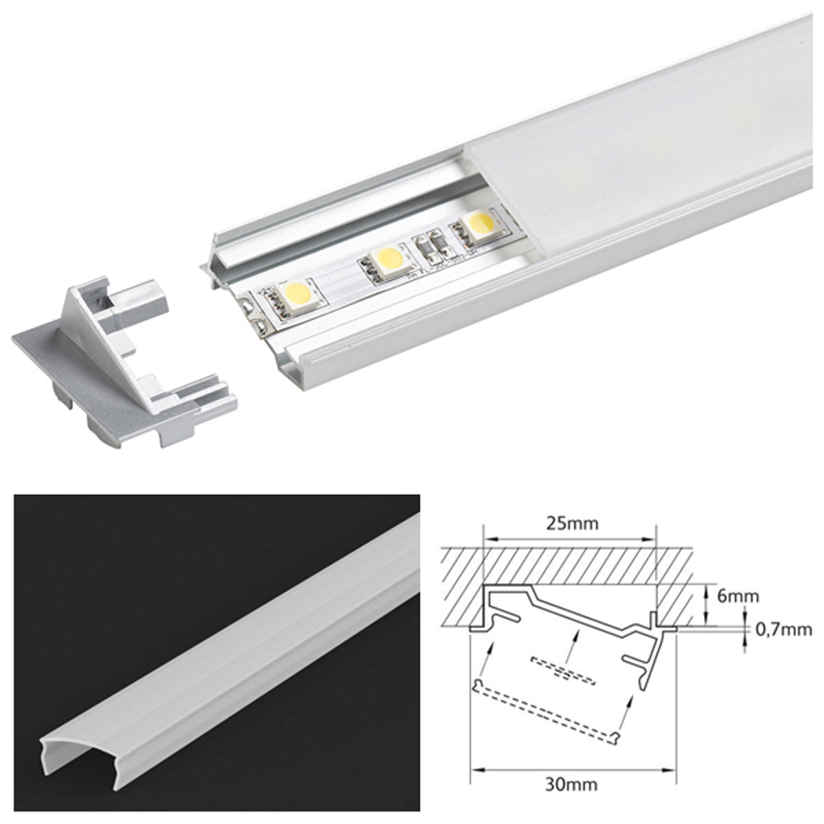 FEA LED ANG PROF SET 2000 ALU/OPL by LEYTON LIGHTING