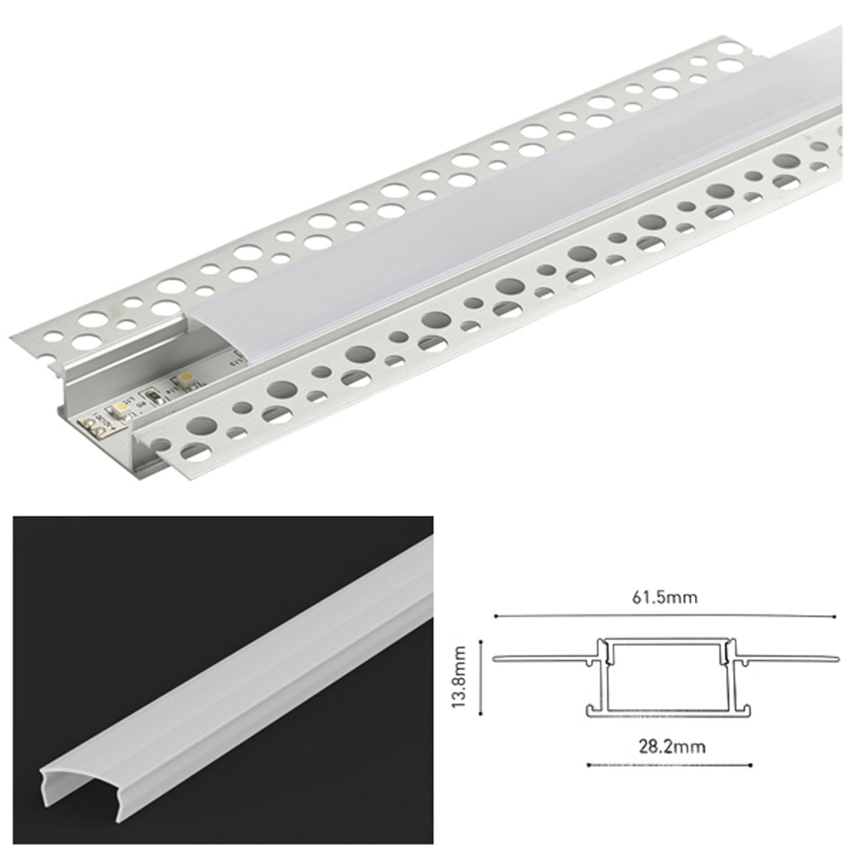 JWAL LED PROF SET 2500x61.5 ALU/OPL