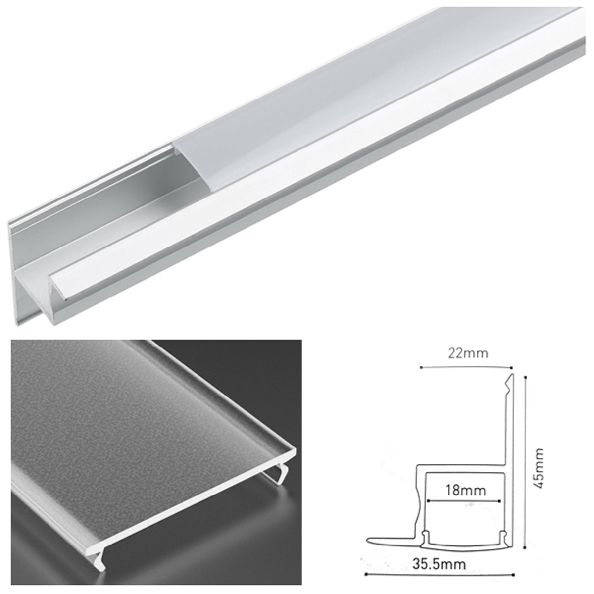 JCH LED PROF SET 2000x35.5 ALU/FRS by LEYTON LIGHTING