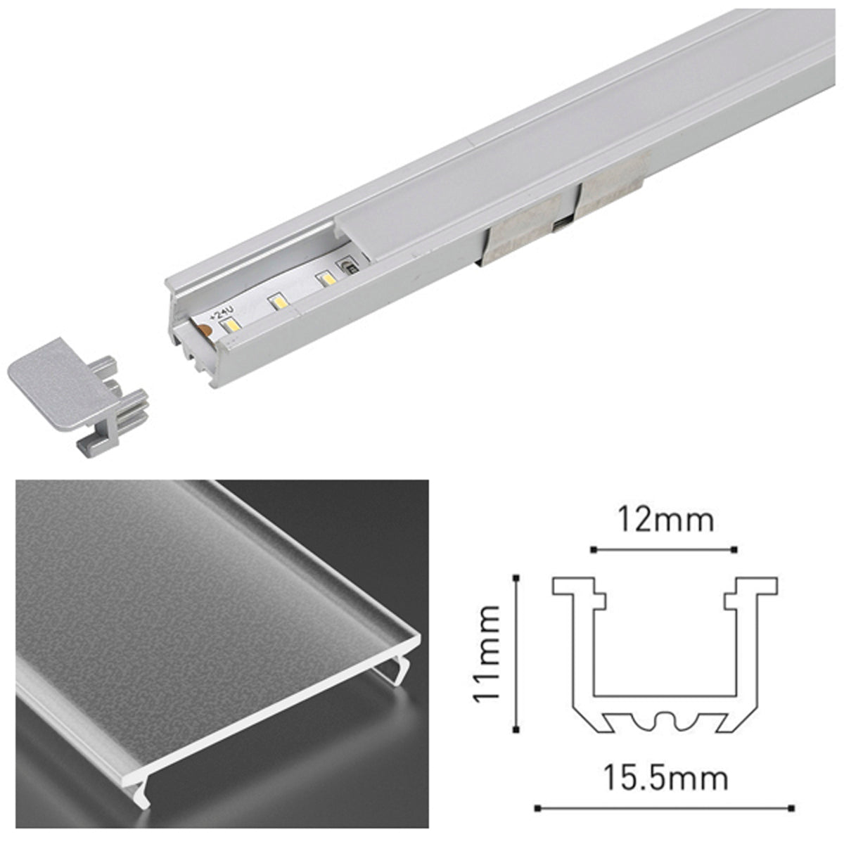 JNR LED PROF SET 2500x12x11 BLK/FRS by LEYTON LIGHTING