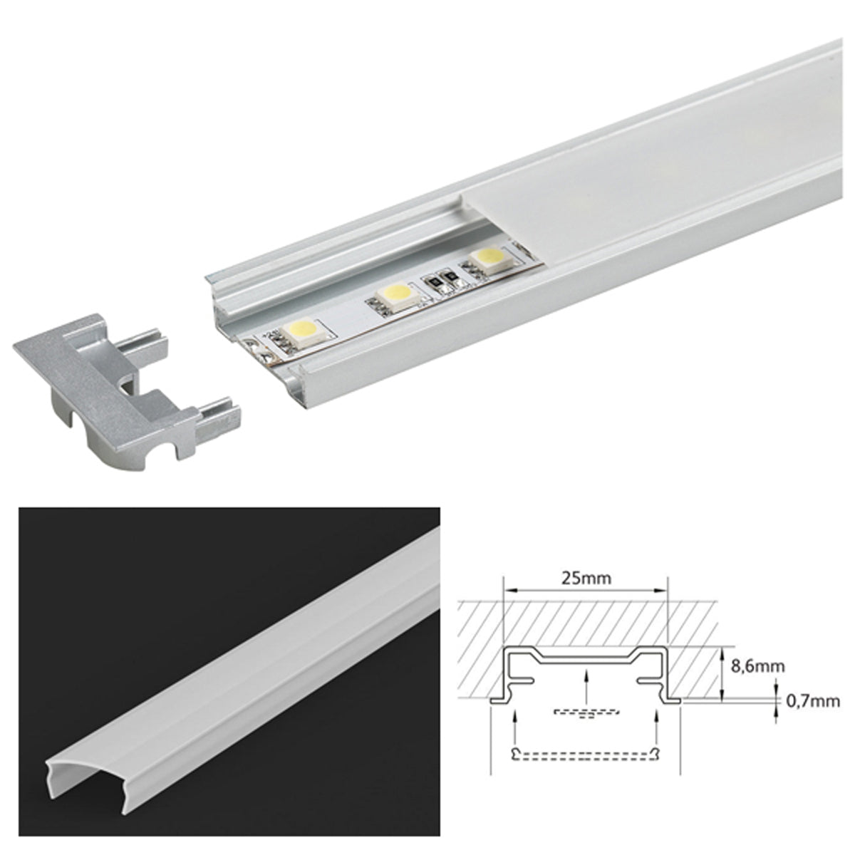 FER LED PROF SET 2000x29 ALU/OPL by LEYTON LIGHTING