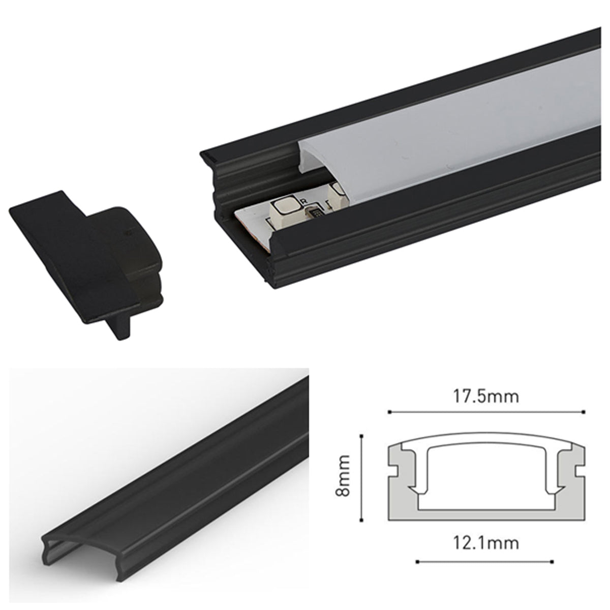JR LED PROF SET 2500x24.8x7 BLK/BLK by LEYTON LIGHTING