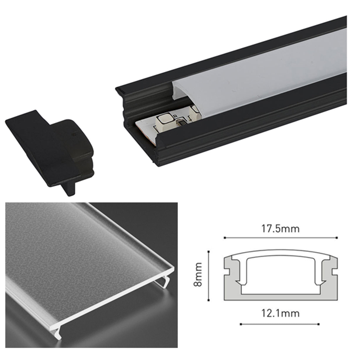 JR LED PROF SET 2500x24.8x7 BLK/FRS by LEYTON LIGHTING