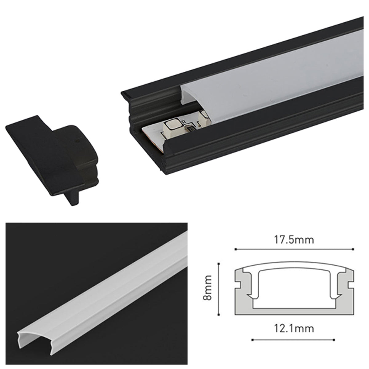 JR LED PROF SET 2500x24.8x7 BLK/OPL by LEYTON LIGHTING