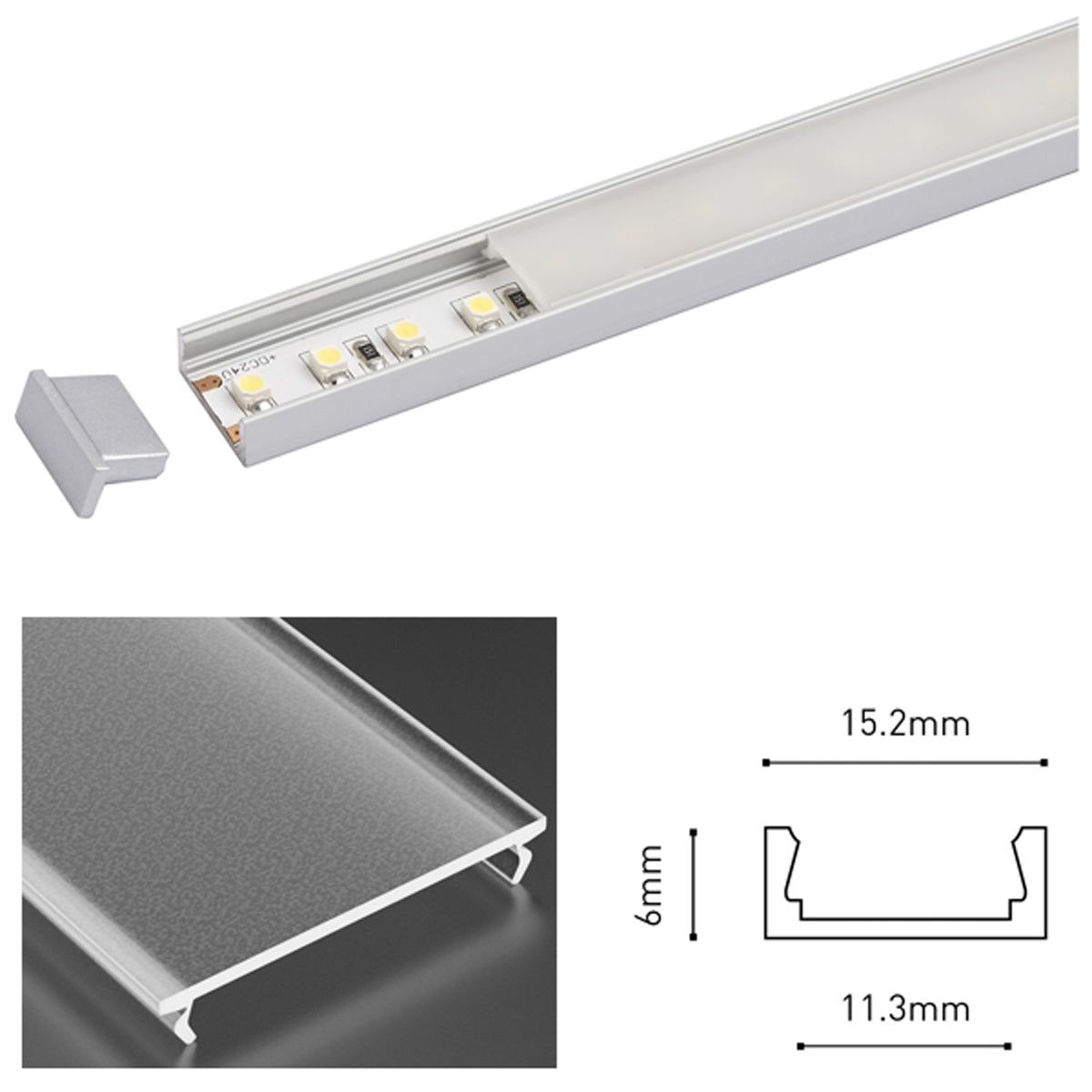 US LED PROF SET 2000x15.2x6 ALU/FRS by LEYTON LIGHTING