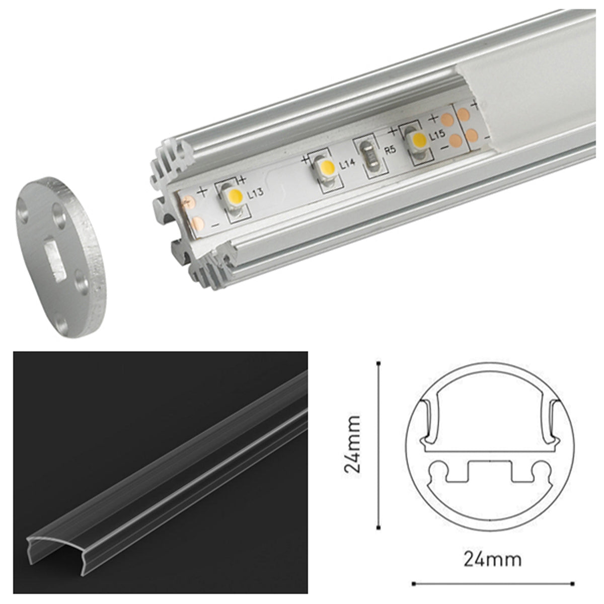 TRND LED PROF SET 2000xD24 ALU/CLR by LEYTON LIGHTING