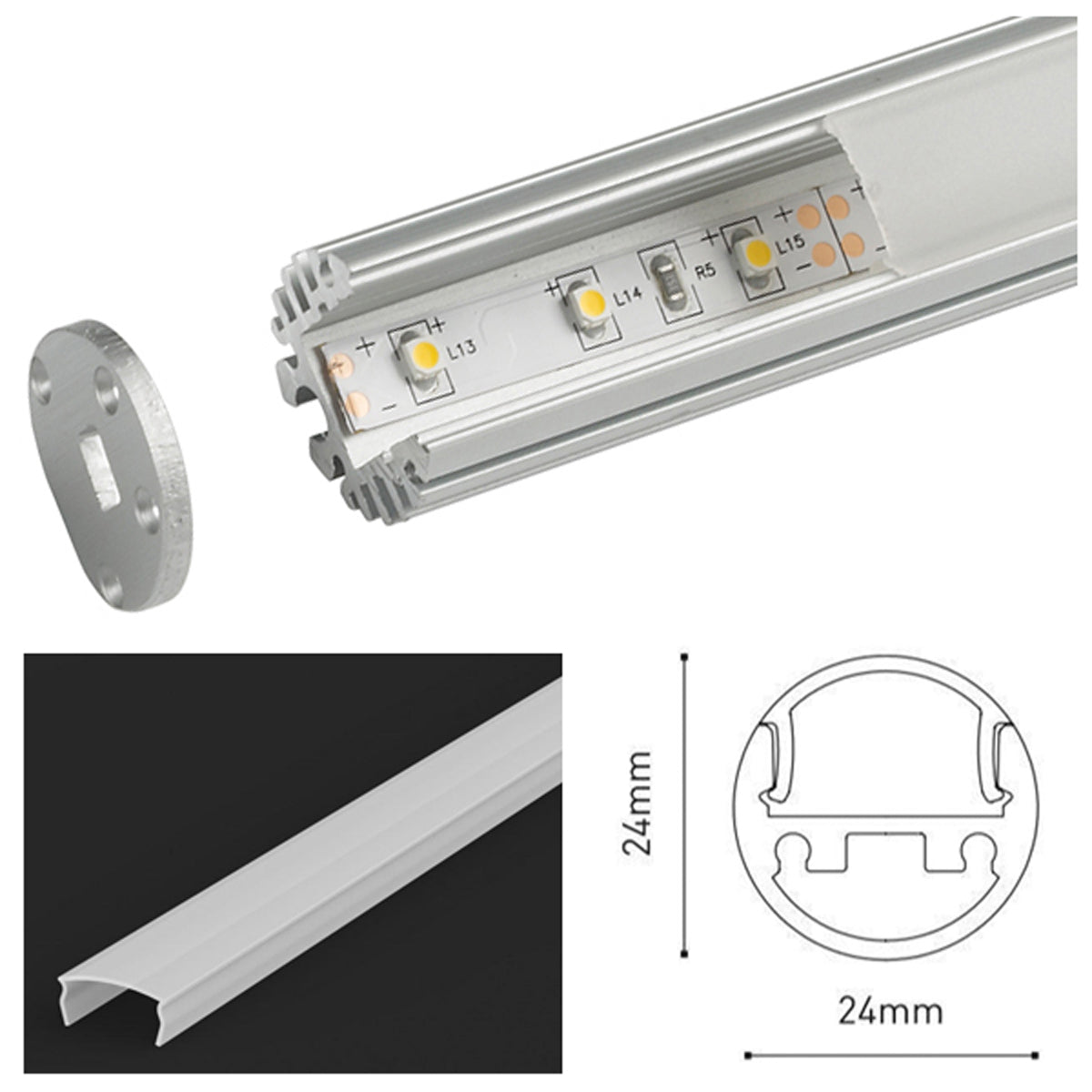 TRND LED PROF SET 2000xD24 ALU/OPL by LEYTON LIGHTING