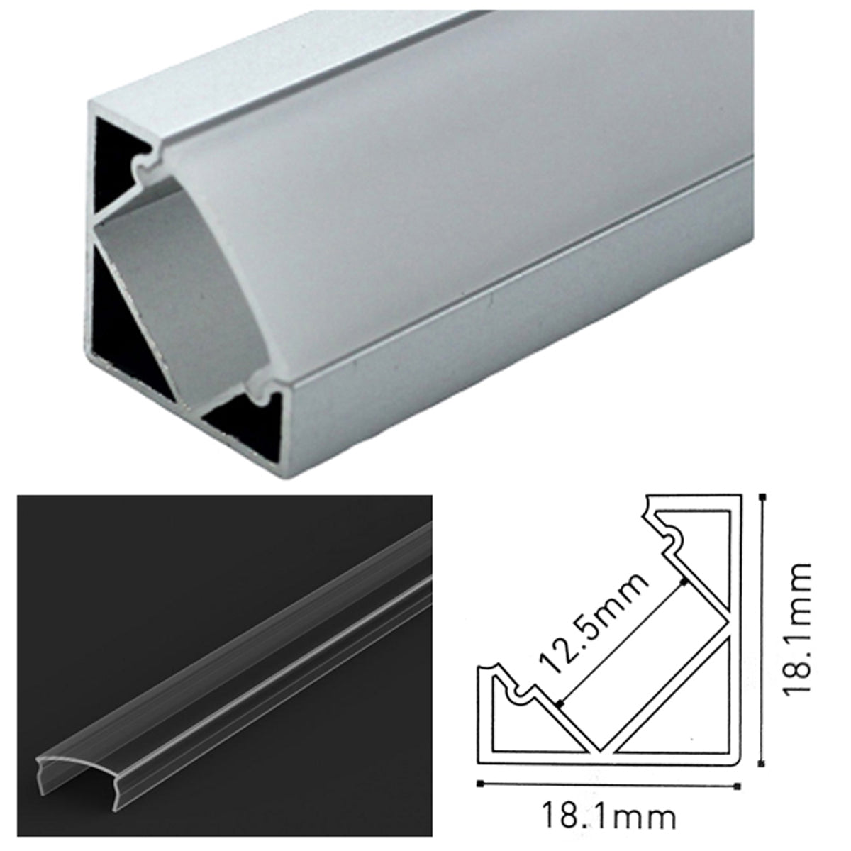 JC LED PROFILE 2500x18.1x18.1 WHI