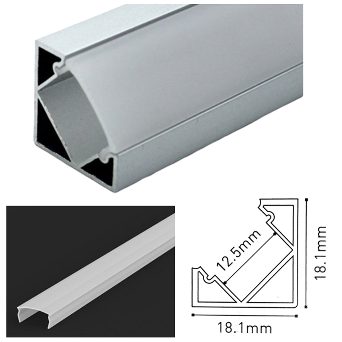 JC LED PROF SET2500x18.1 ALU/OPL by LEYTON LIGHTING