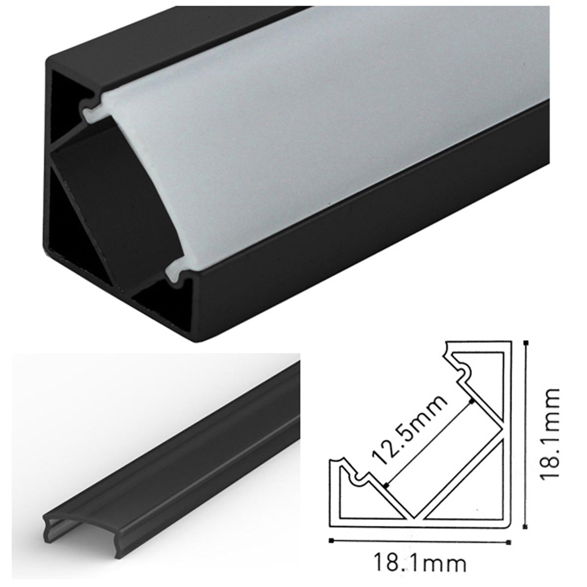 JC LED PROF SET 2500x18.1 BLK/BLK by LEYTON LIGHTING