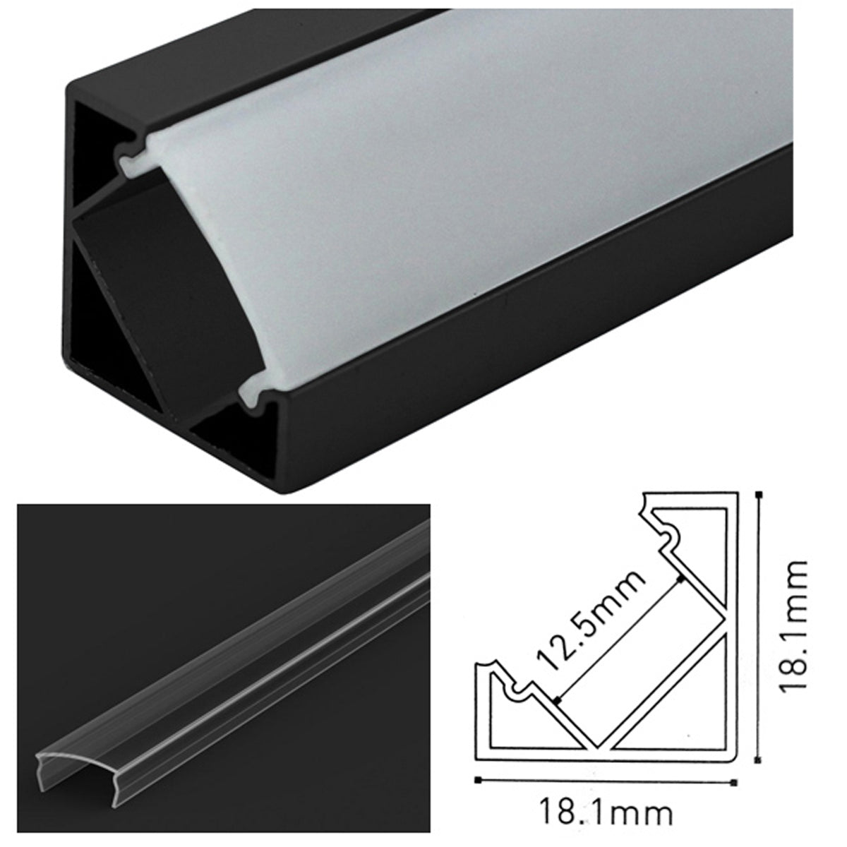 JC LED PROF SET 2500x18.1 BLK/CLR by LEYTON LIGHTING