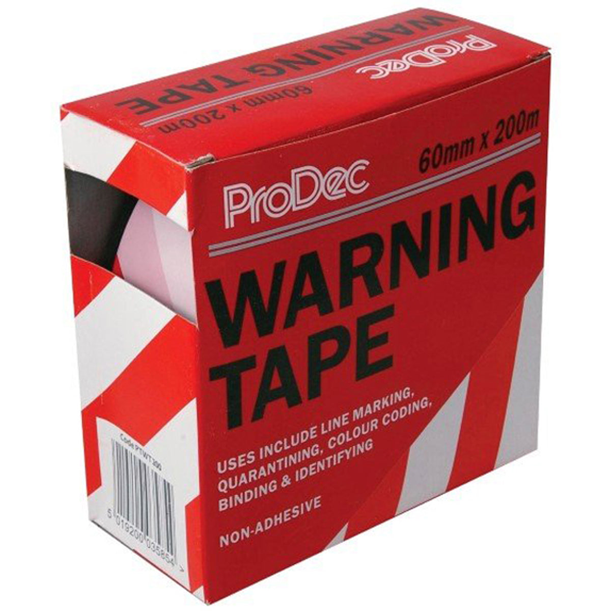 DISCONTINUED TAPE WARNING 60x200m RED/WHITE by RODO LIMITED