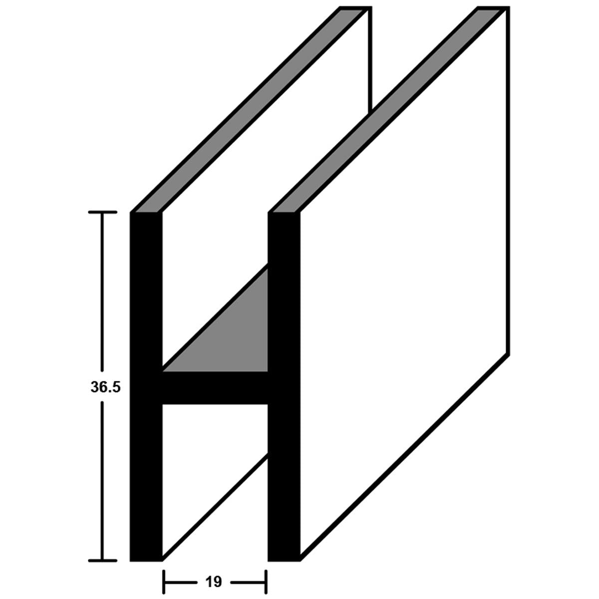 PVC H SECTION 19x2440 BLKx12
