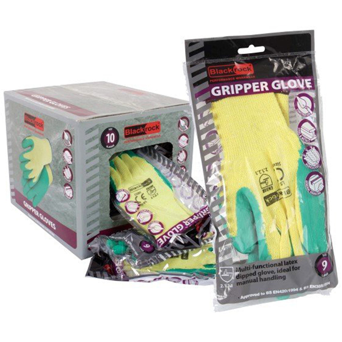 GLOVES LATEX GRIPPER 9/L