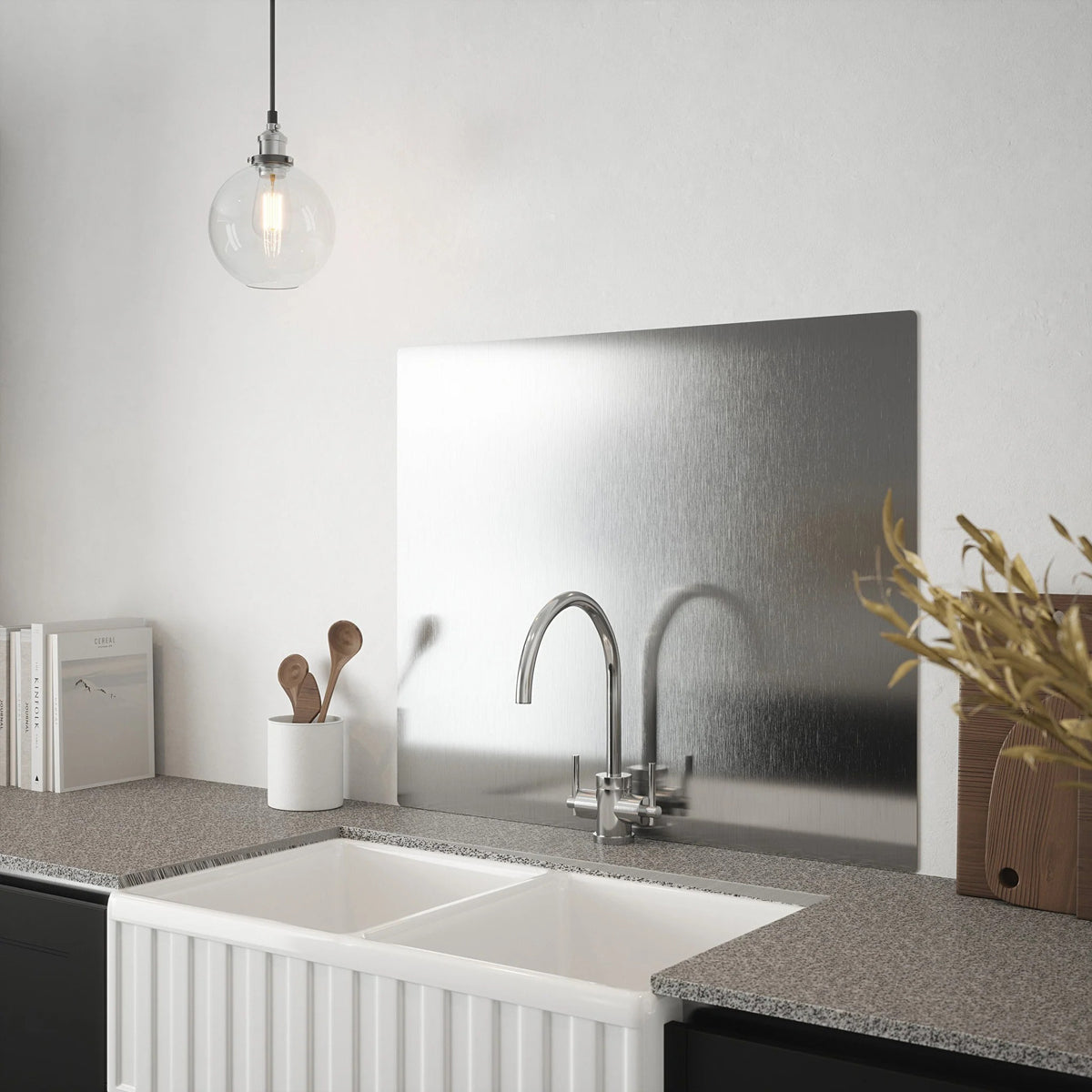 ROTHLEY METAL SPLASHBACK 1200x750 HAIRLINE SILVER by ROTHLEY BURN LTD